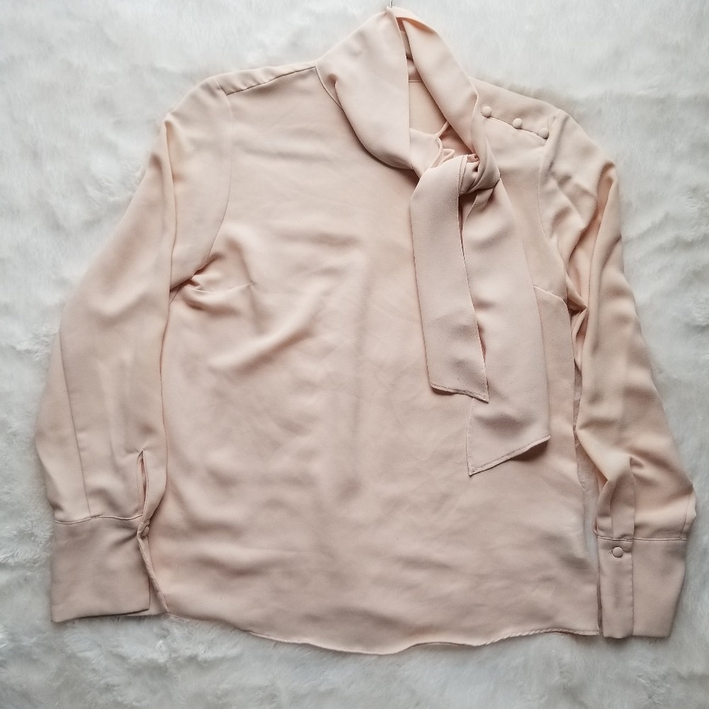 Forever 21 Contemporary Pink Tie Blouse